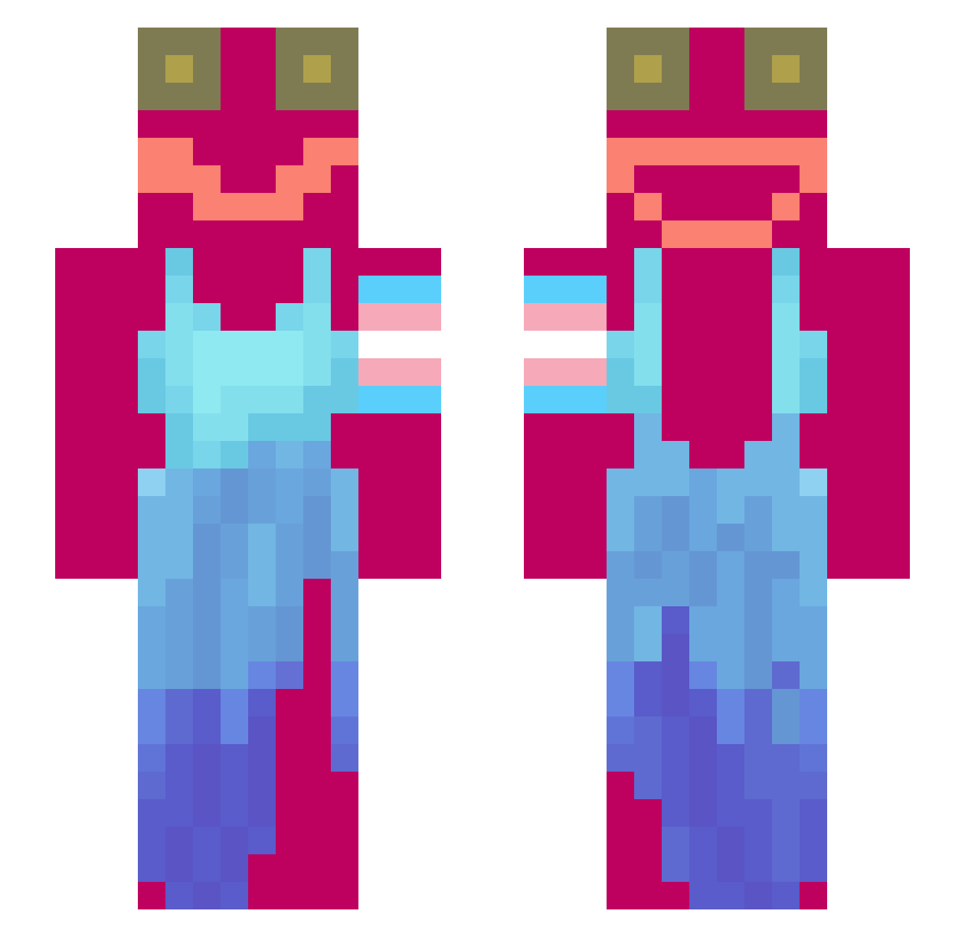 Shmumplis Minecraft skin, front and back view