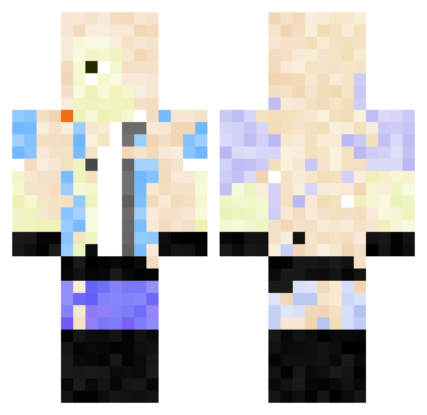 MLSe7en Minecraft skin, front and back view