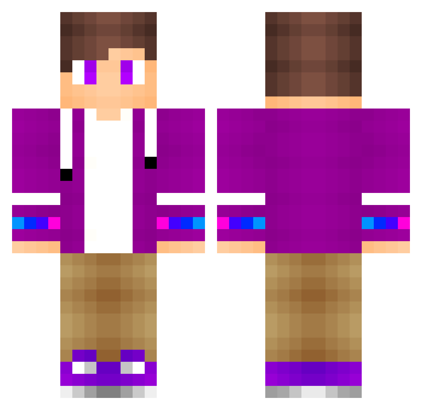 vlomy Minecraft skin, front and back view