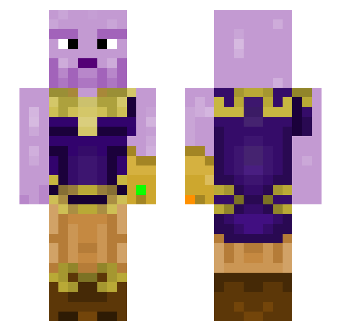 77oi Minecraft skin, front and back view
