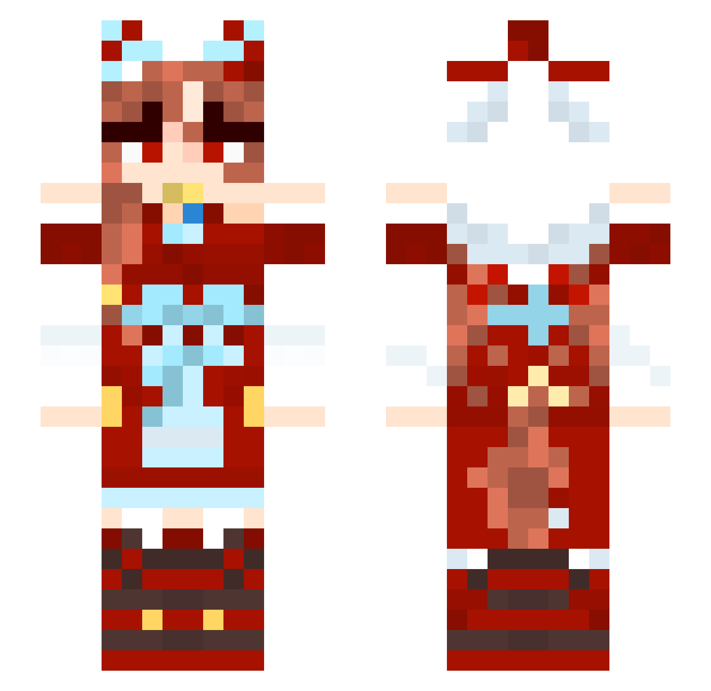 Syc3n Minecraft skin, front and back view