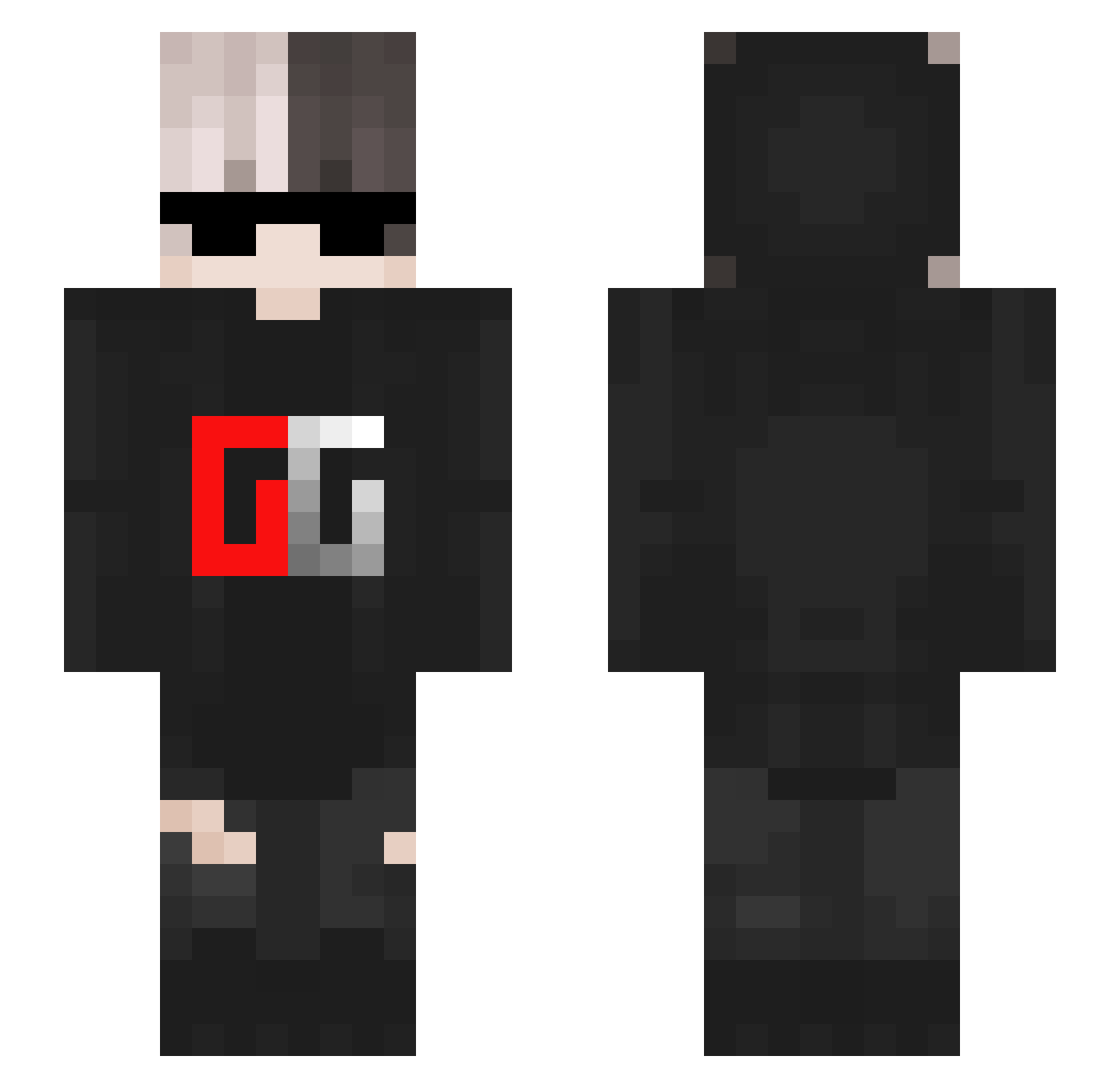 DarthKretze Minecraft skin, front and back view