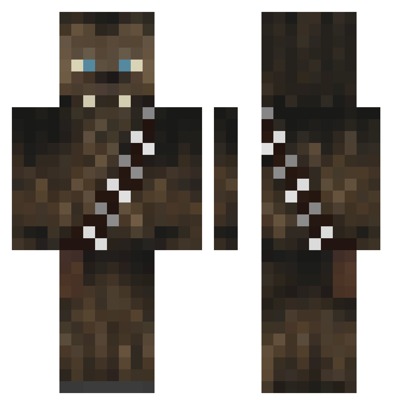 Shuttersniper Minecraft skin, front and back view