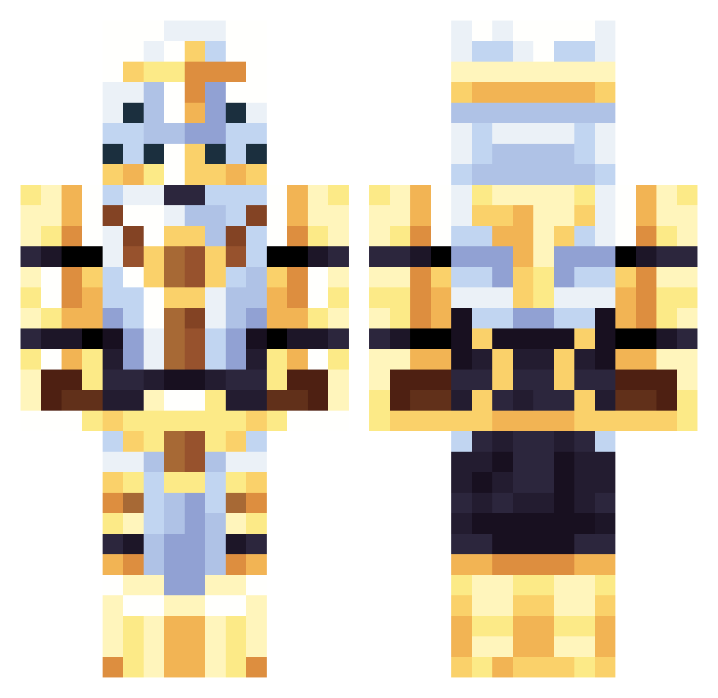 ConfusedPrawn159 Minecraft skin, front and back view