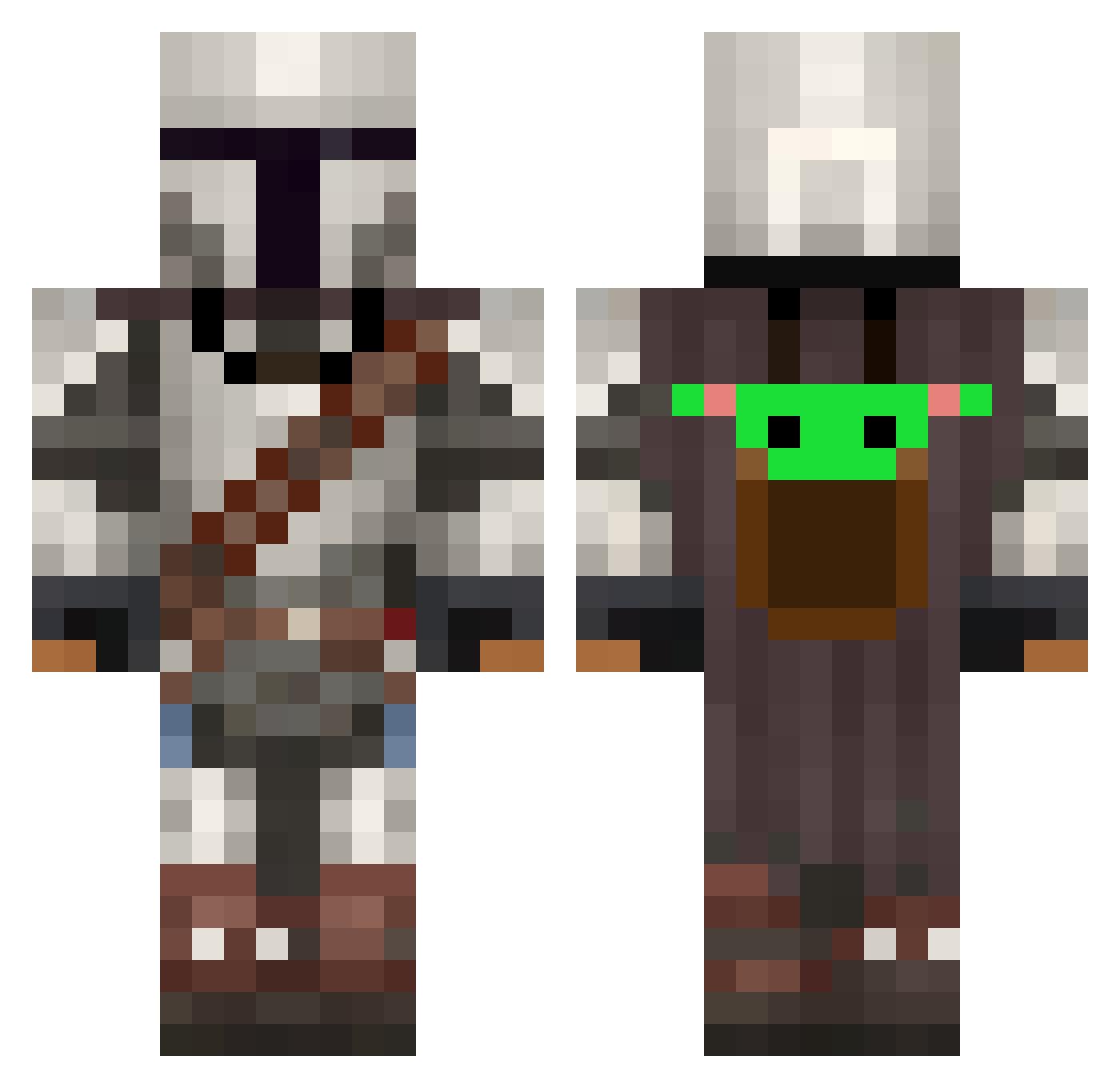 MW_Yoda Minecraft skin, front and back view