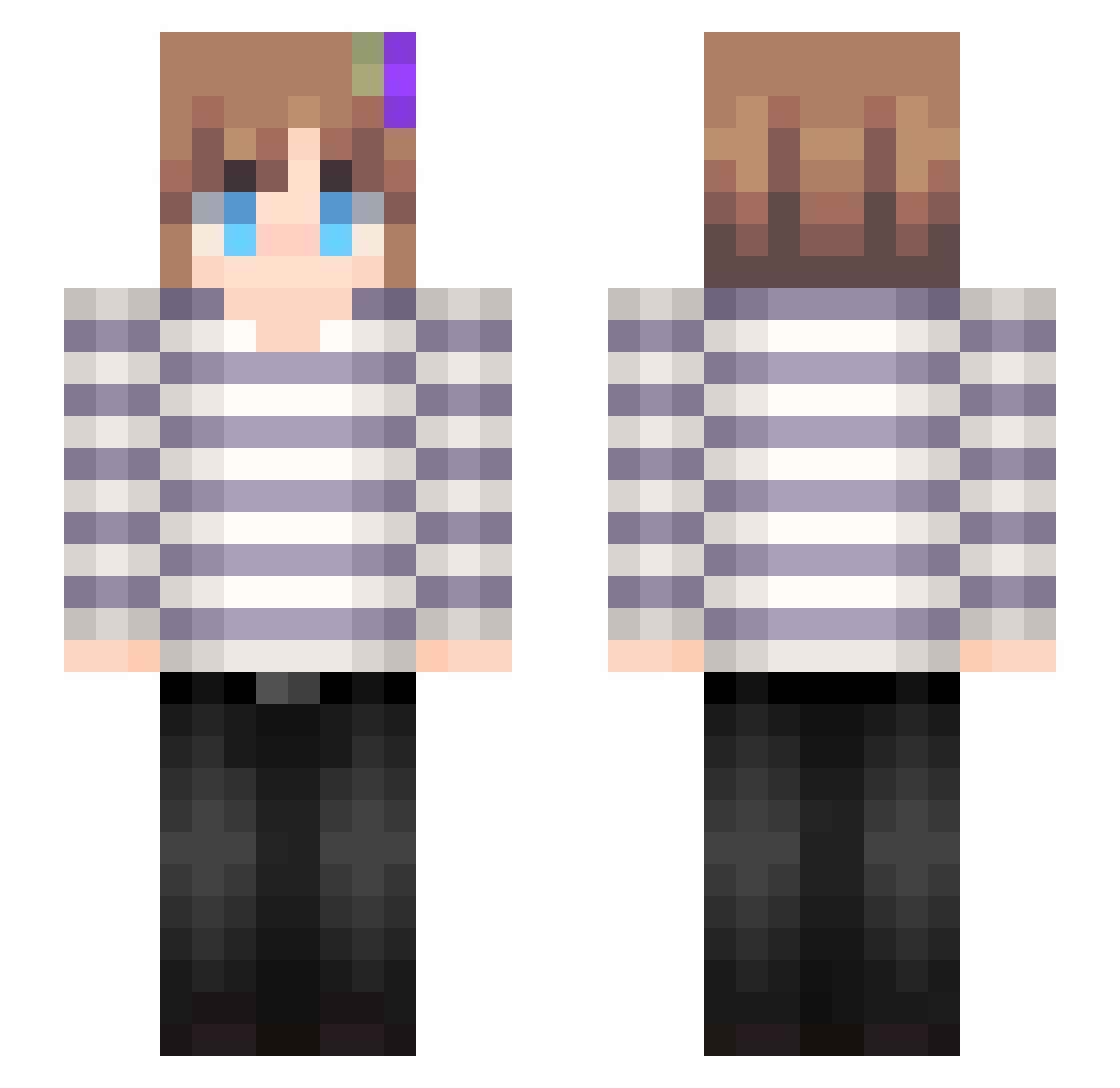 Conchful Minecraft skin, front and back view
