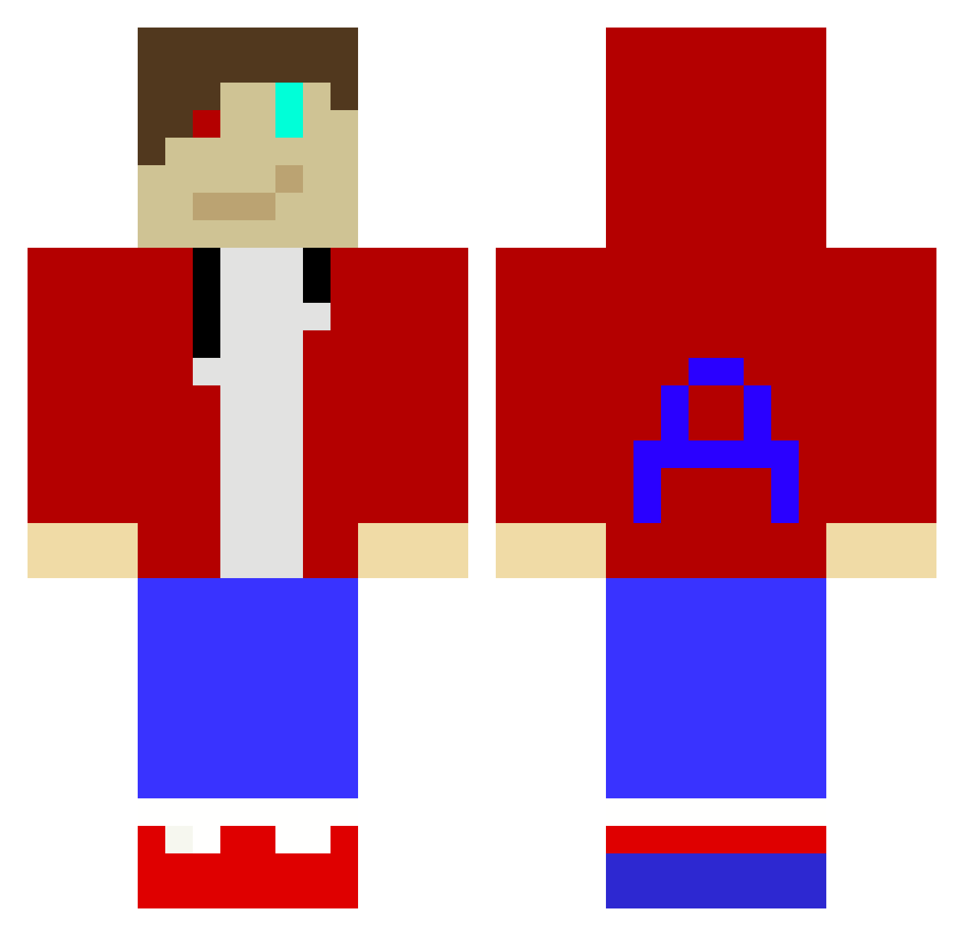 Aplo25 Minecraft skin, front and back view