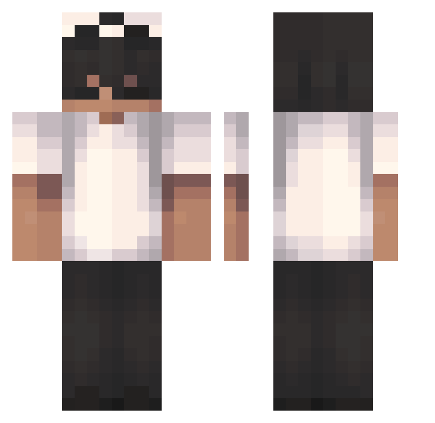 LocksackPM Minecraft skin, front and back view