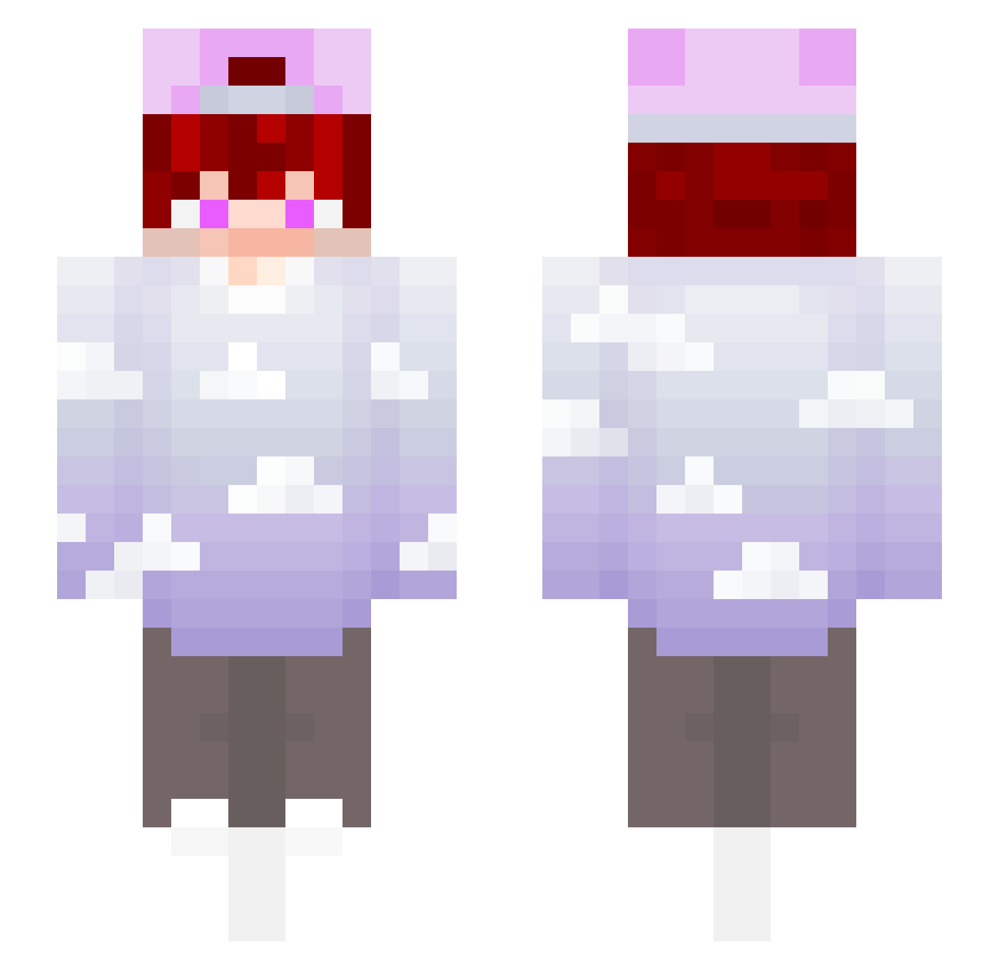 SkyLave Minecraft skin, front and back view