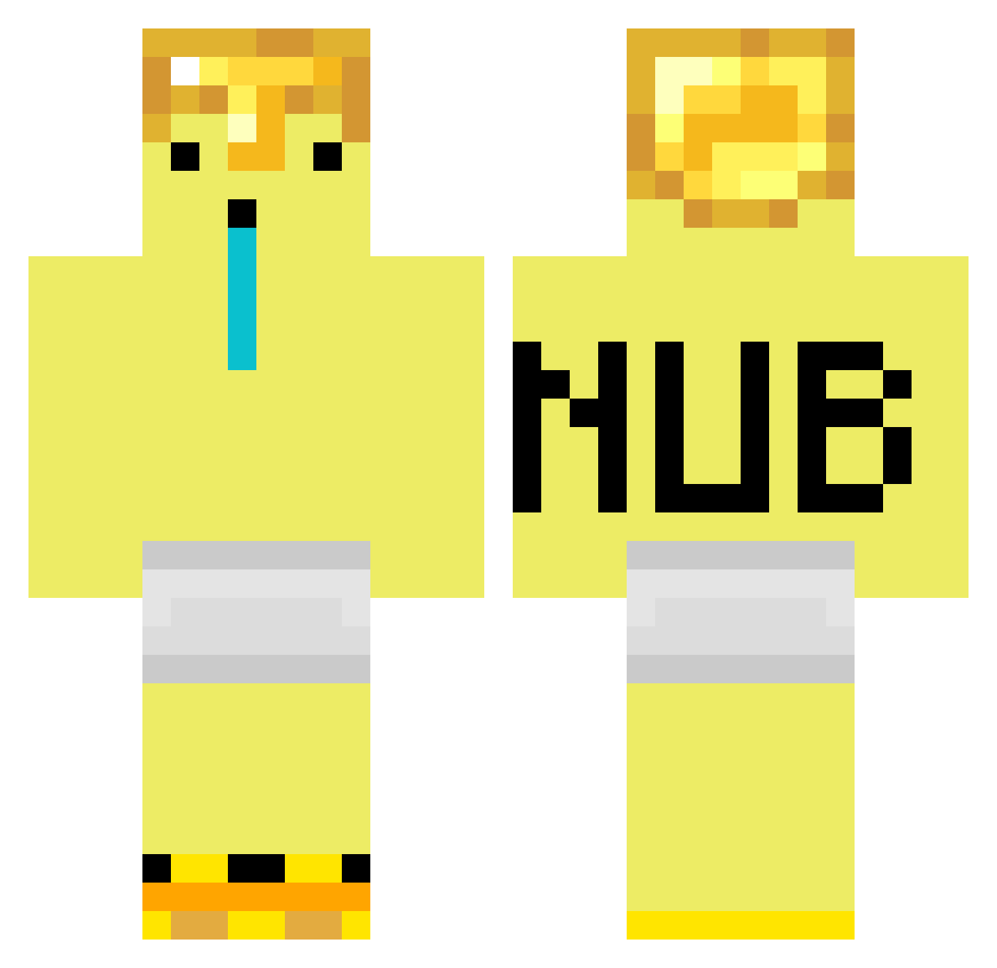nubbyisnoob Minecraft skin, front and back view
