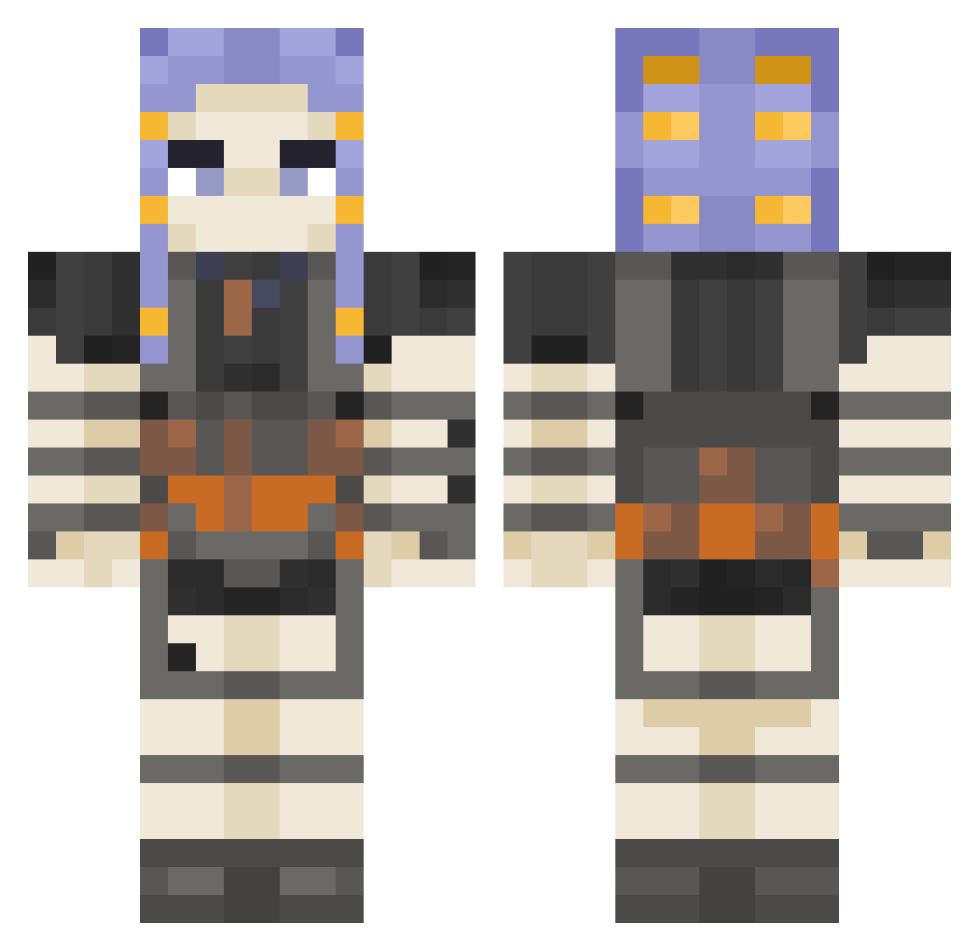 Petoidimus Minecraft skin, front and back view