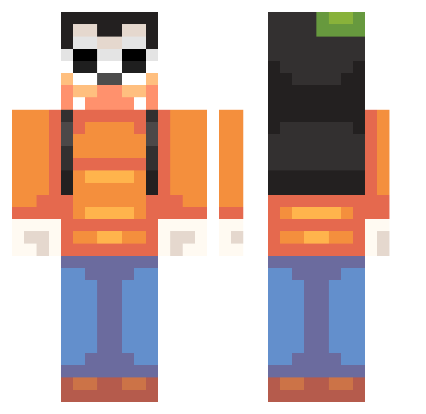Sho_0 Minecraft skin, front and back view