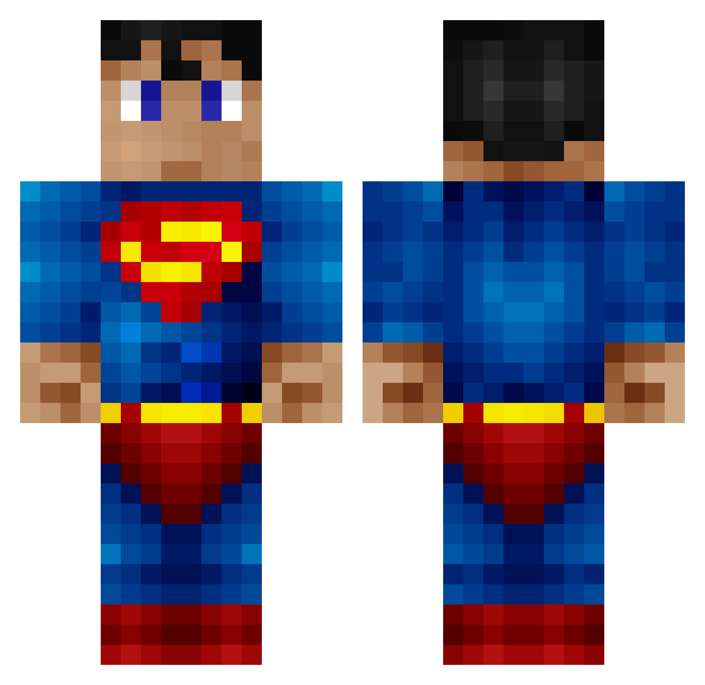 Kryptonite Minecraft skin, front and back view