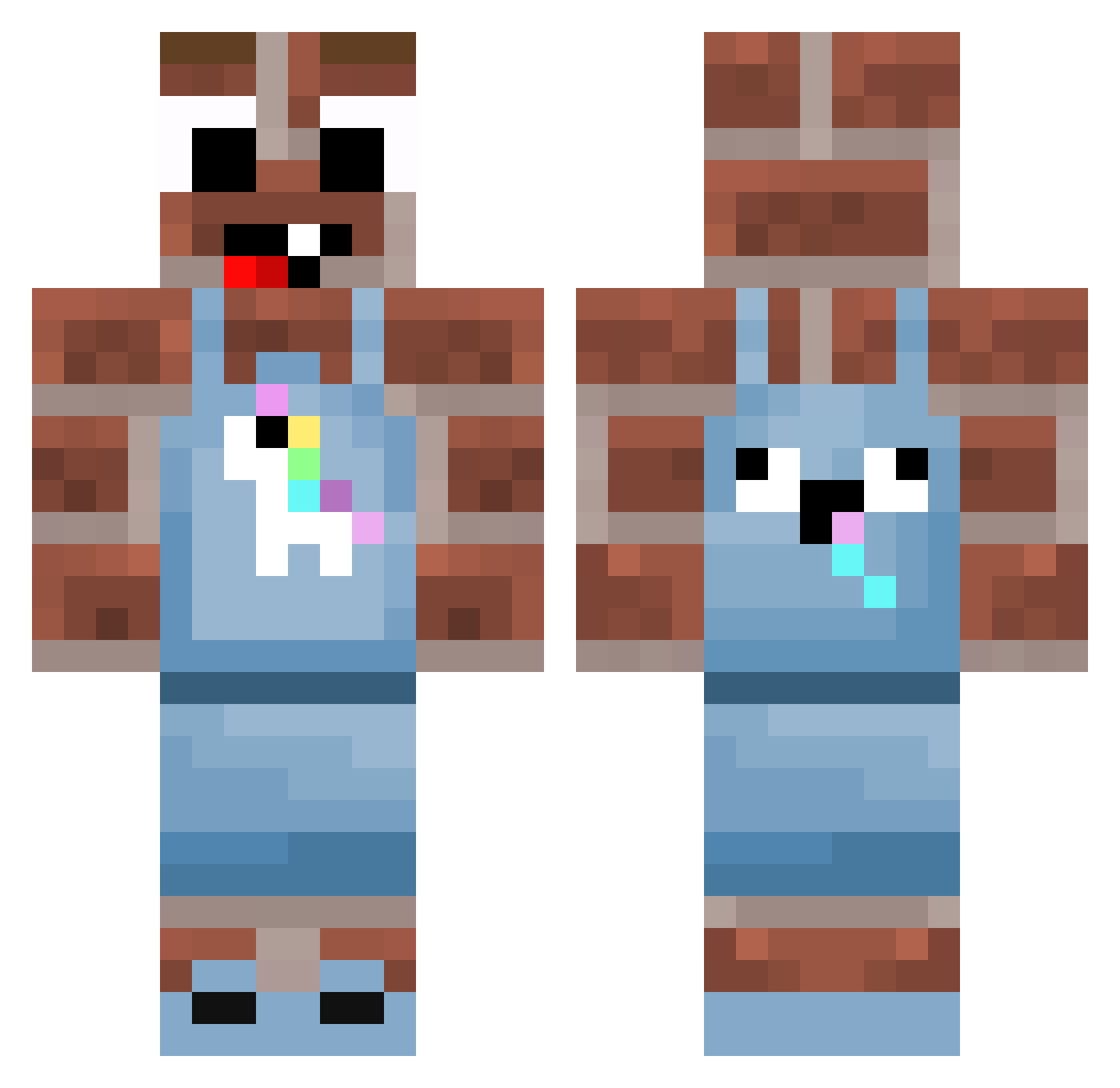 MoruPigeon Minecraft skin, front and back view