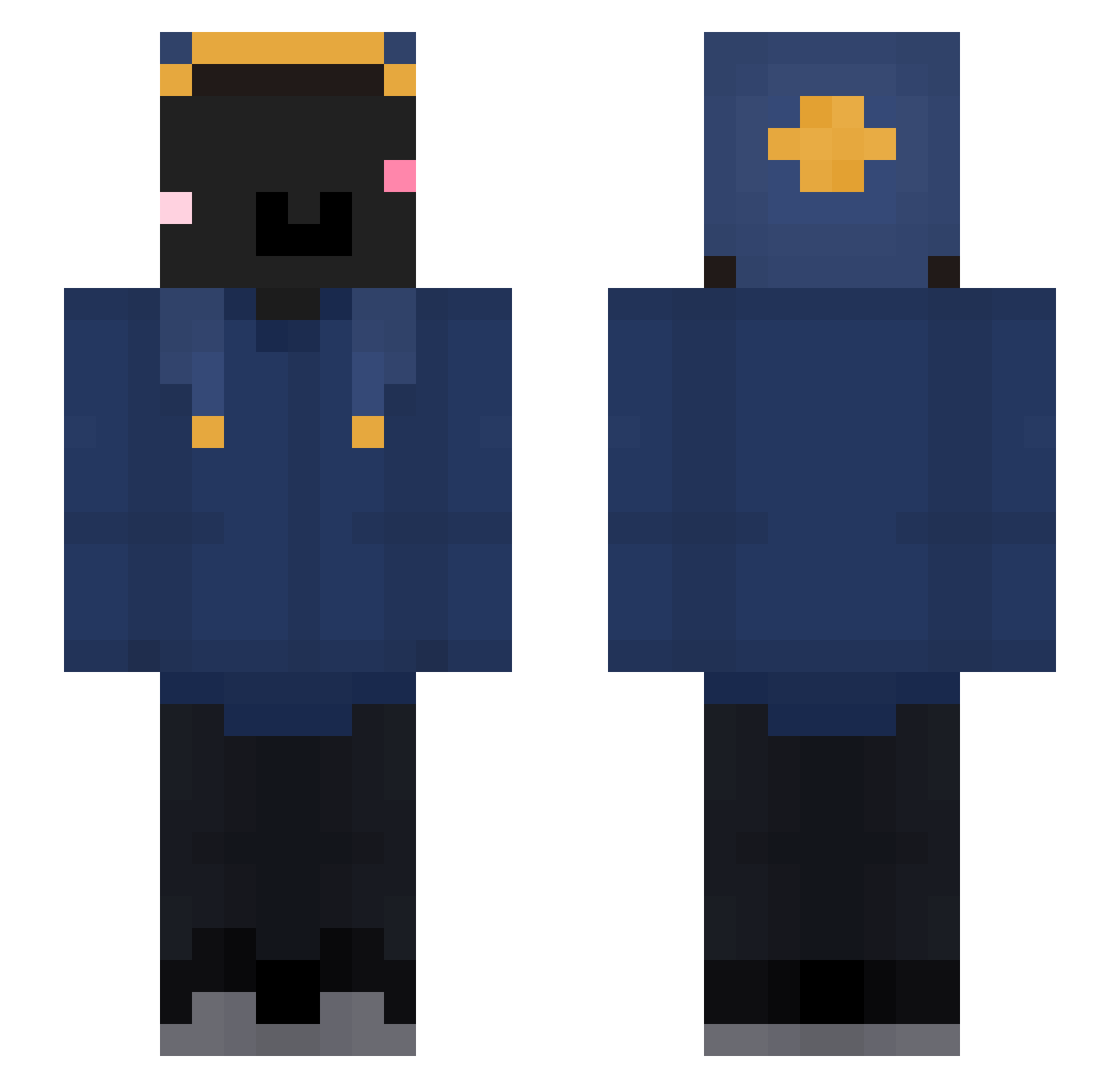 Bongosss Minecraft skin, front and back view