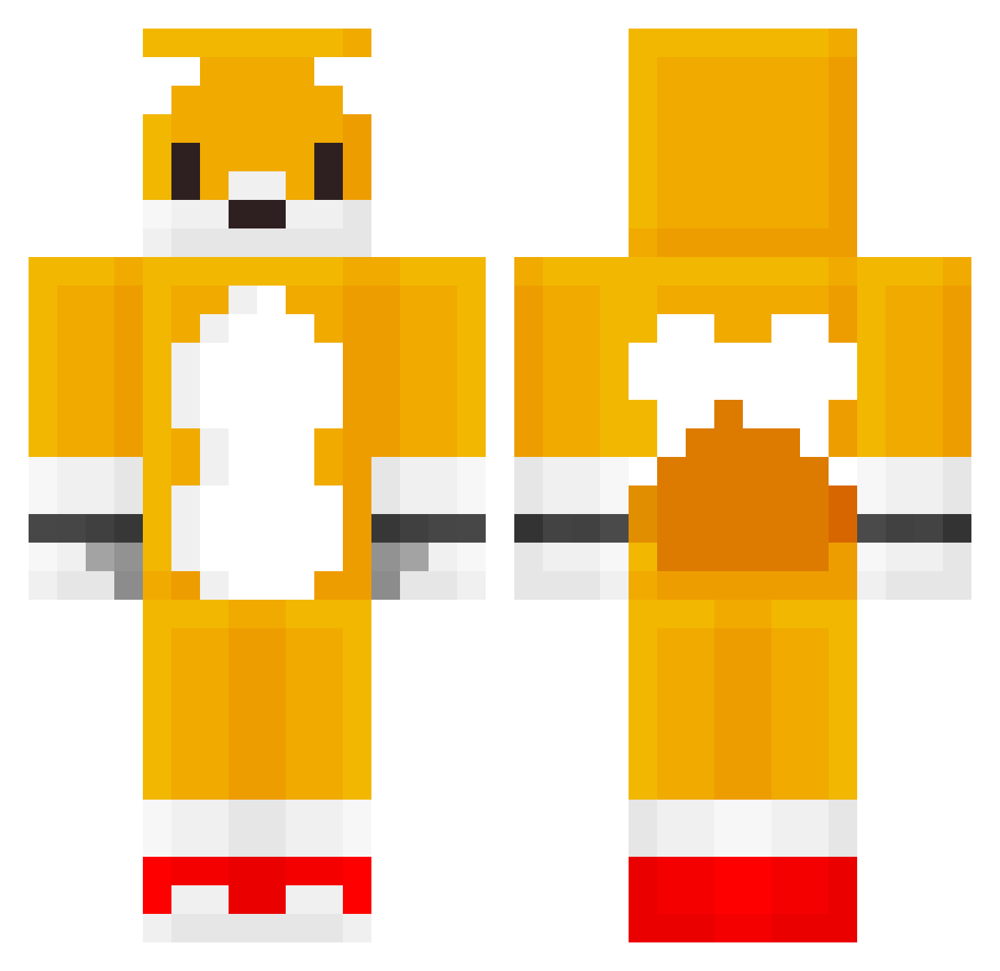90az Minecraft skin, front and back view