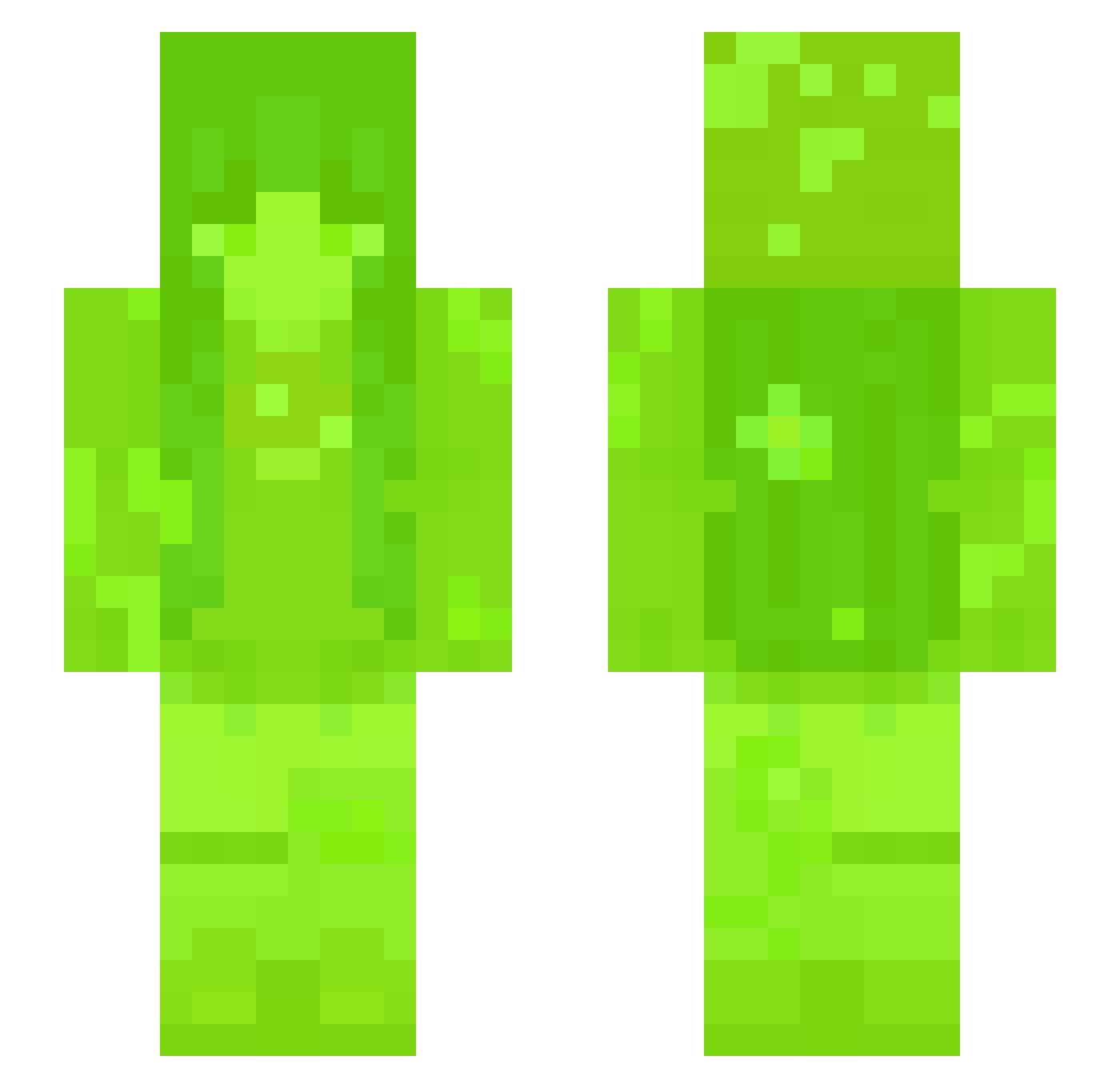 GreeenOre Minecraft skin, front and back view
