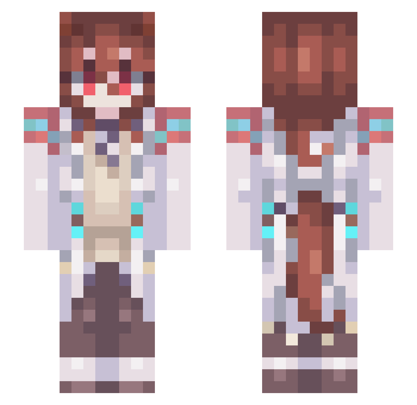 JJneedssleep Minecraft skin, front and back view