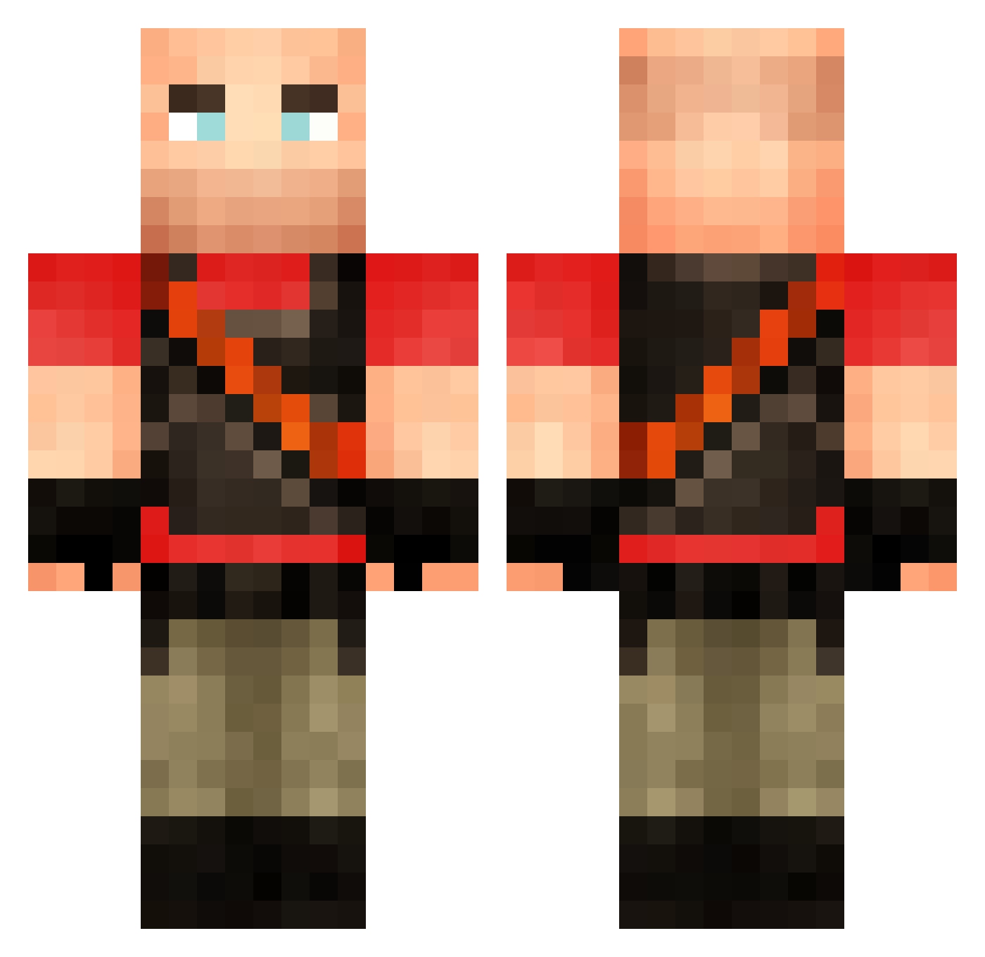 Ironbuba Minecraft skin, front and back view