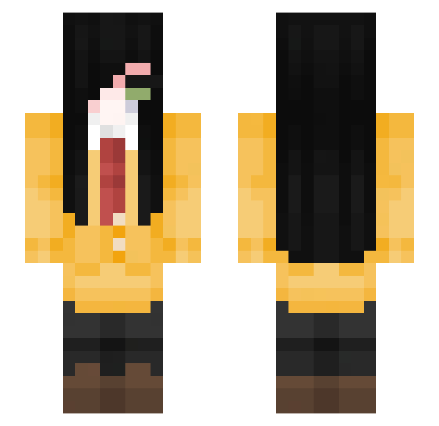 Yuegami Minecraft skin, front and back view