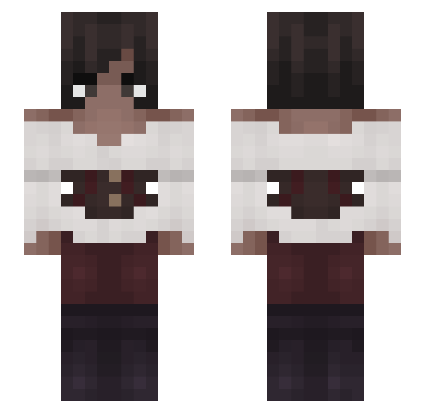 Hinawasta Minecraft skin, front and back view