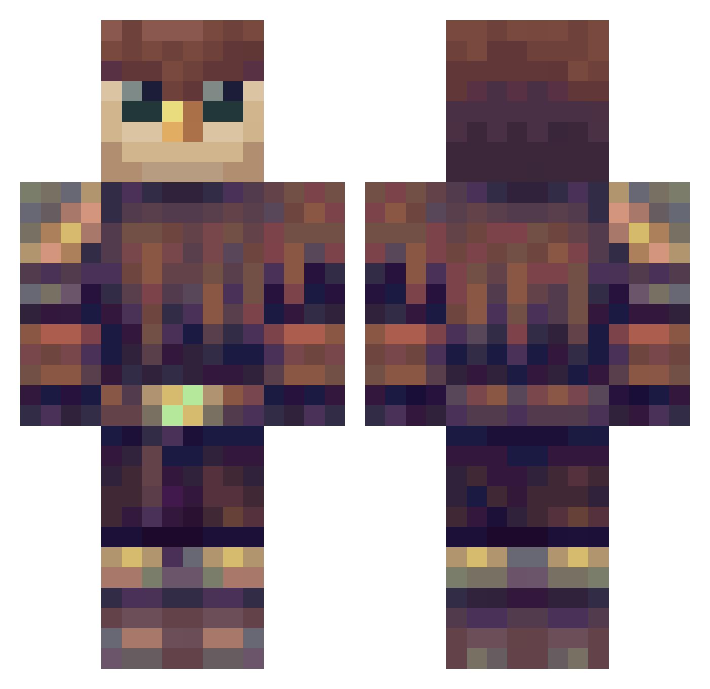 Chackmissl Minecraft skin, front and back view
