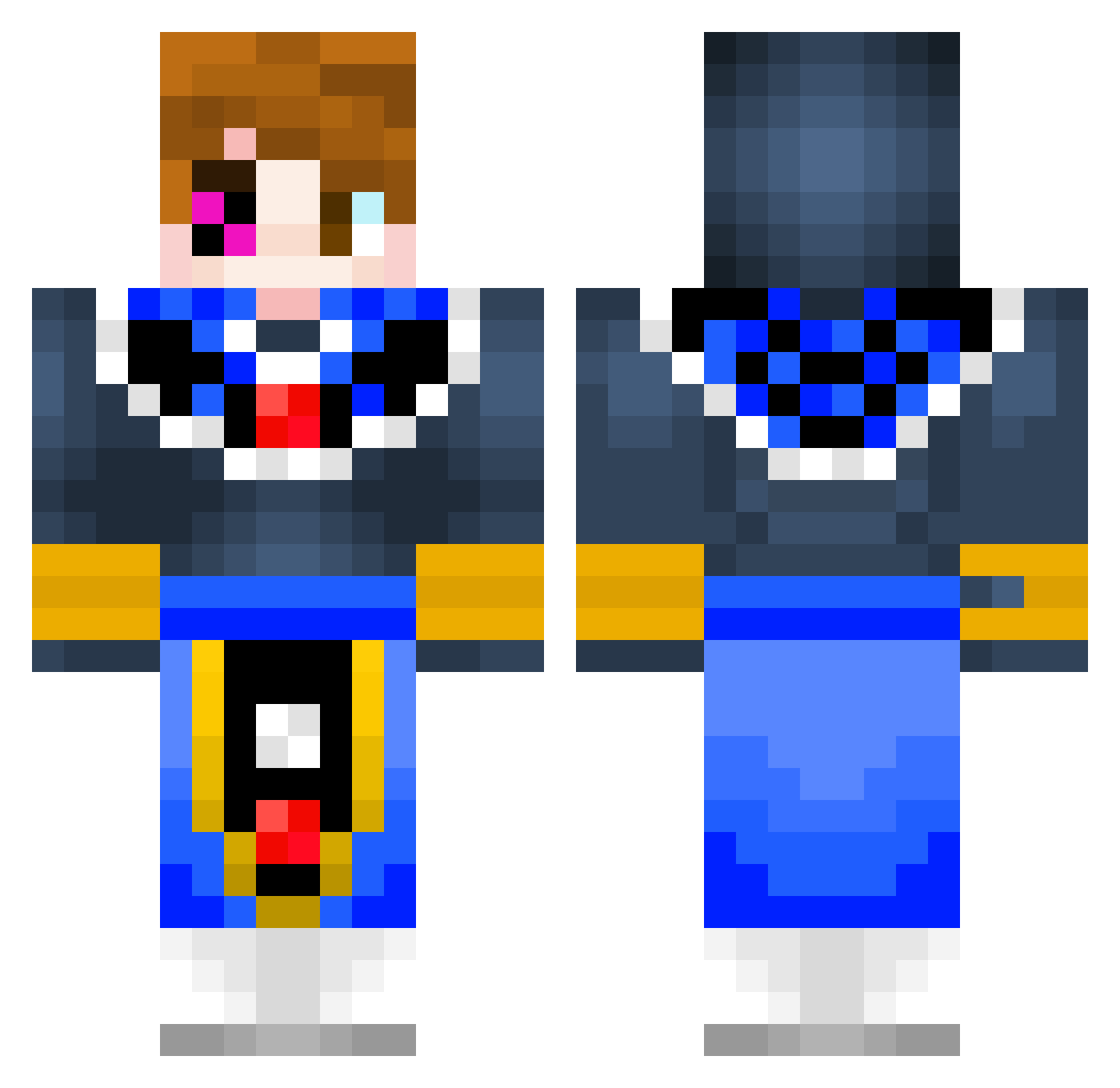 Erfez Minecraft skin, front and back view