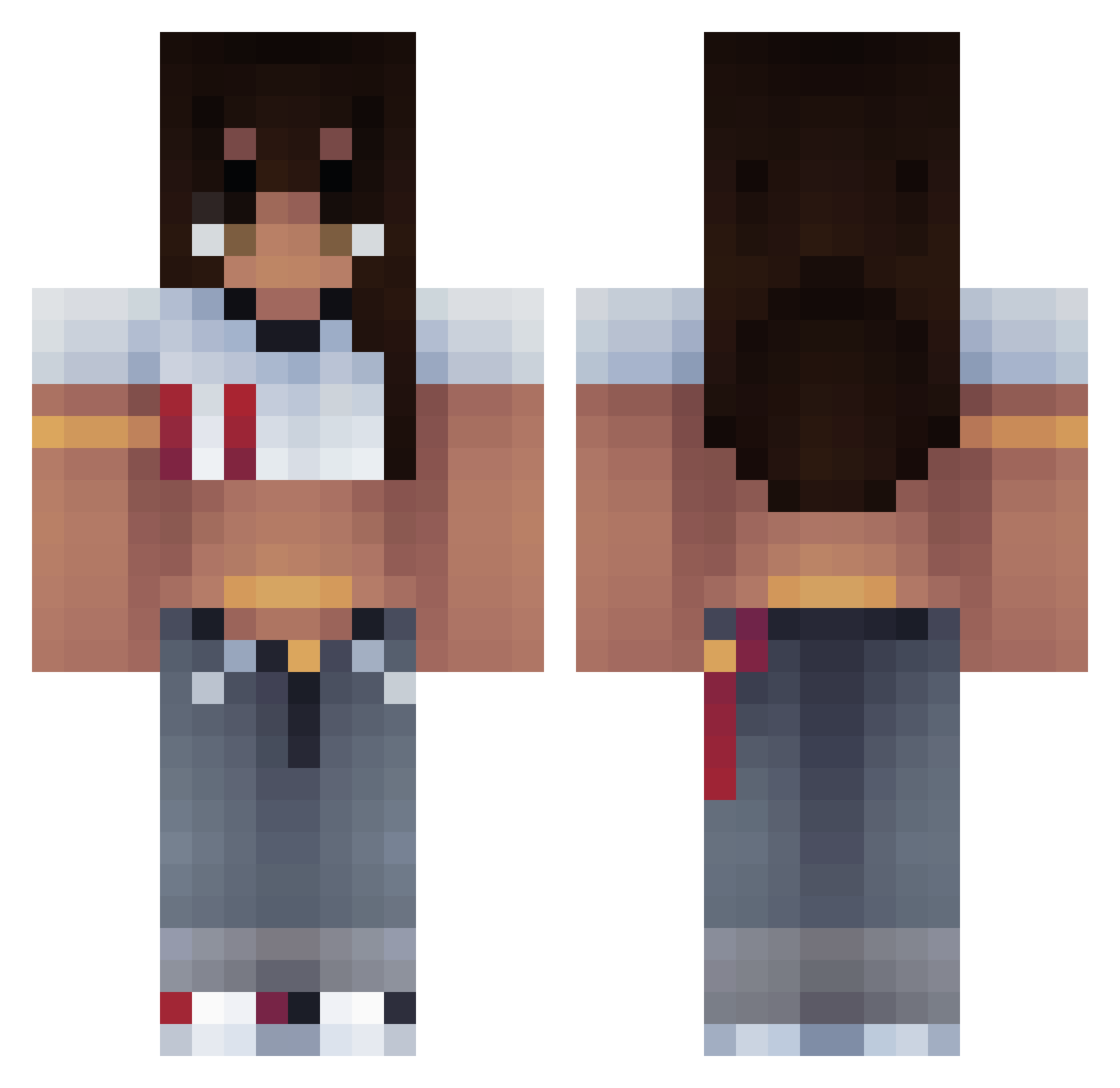 MrFrype Minecraft skin, front and back view
