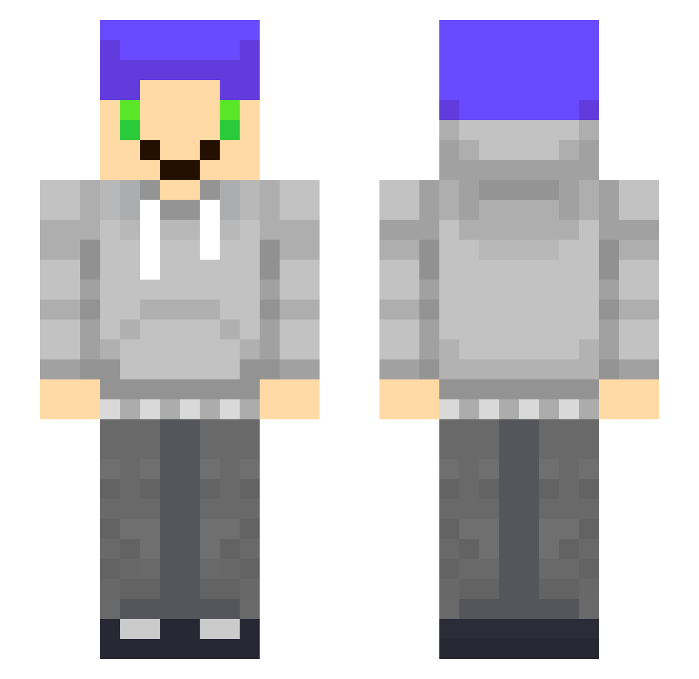Vuucas Minecraft skin, front and back view