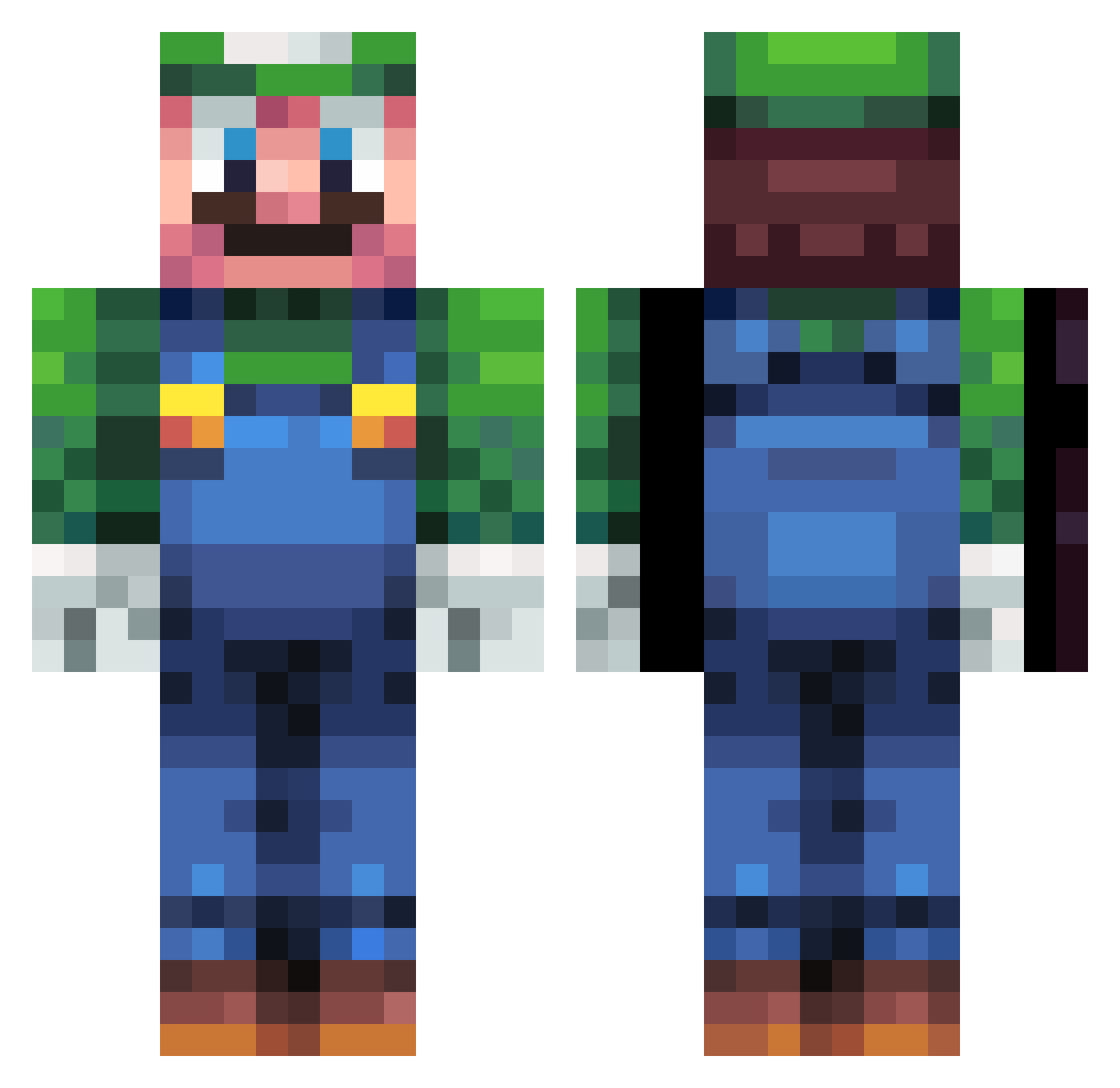 Luiginoo Minecraft skin, front and back view
