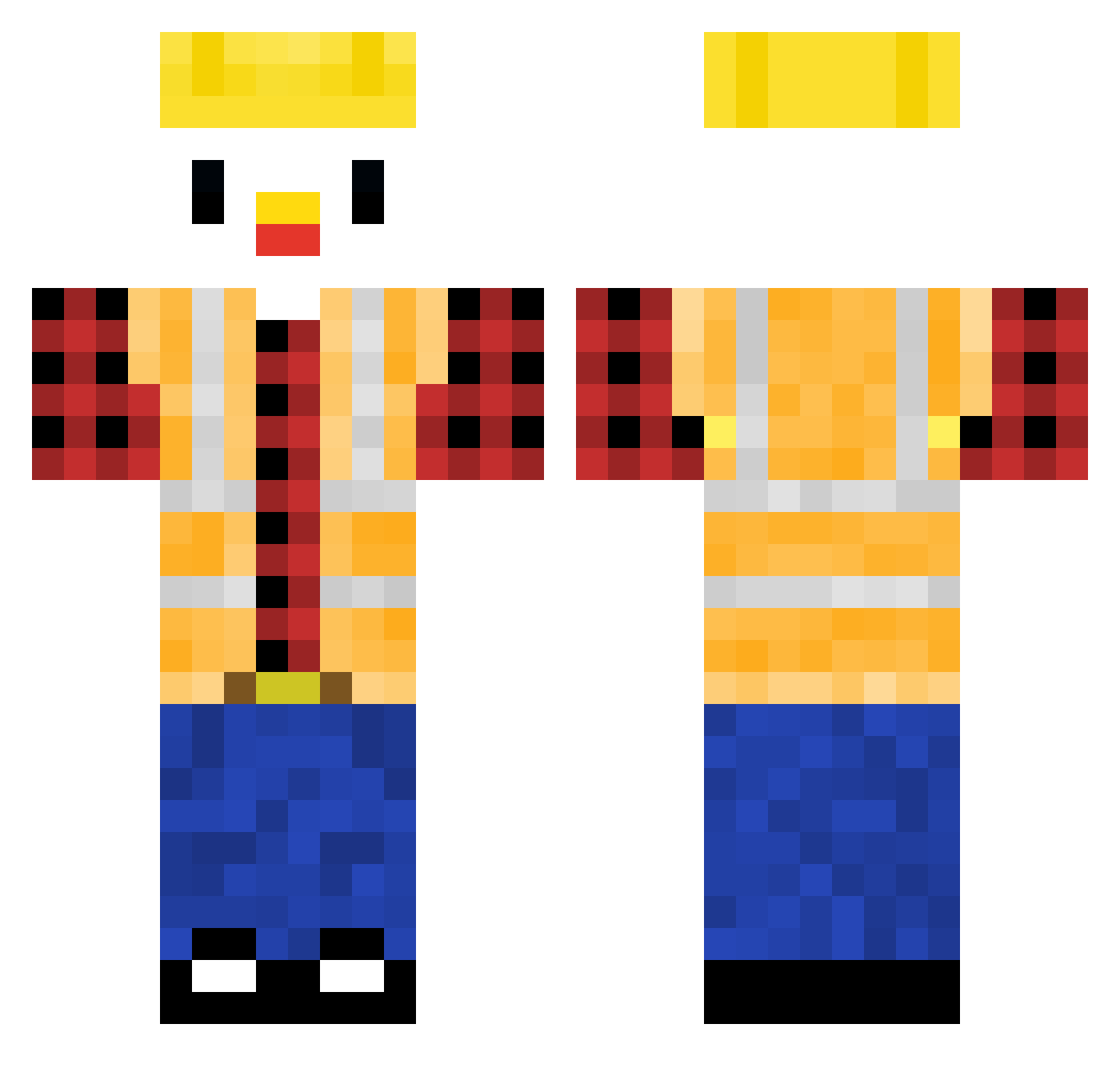 hasbreo Minecraft skin, front and back view