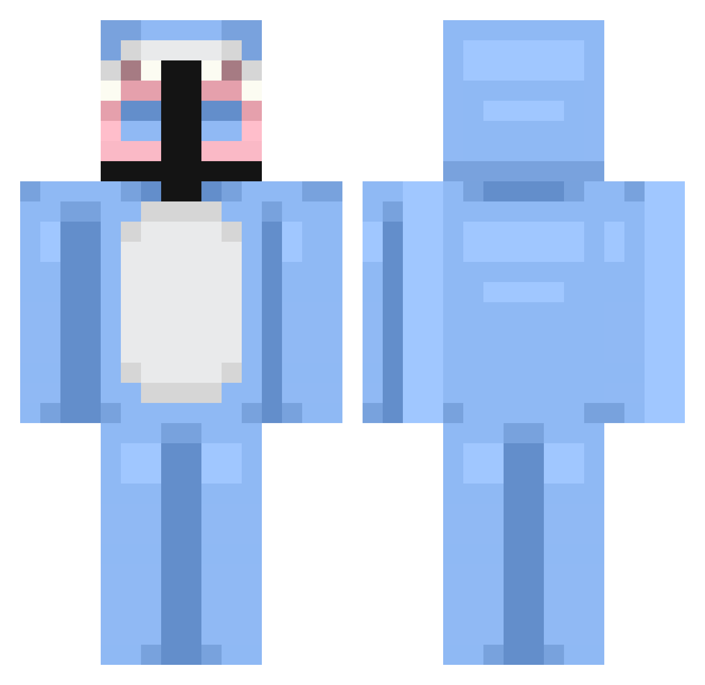 Jovaae Minecraft skin, front and back view