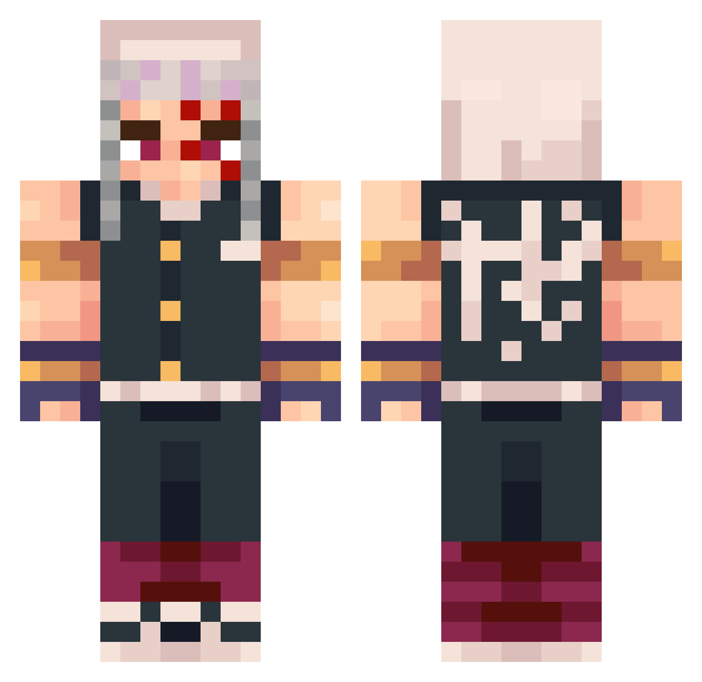ebeee Minecraft skin, front and back view