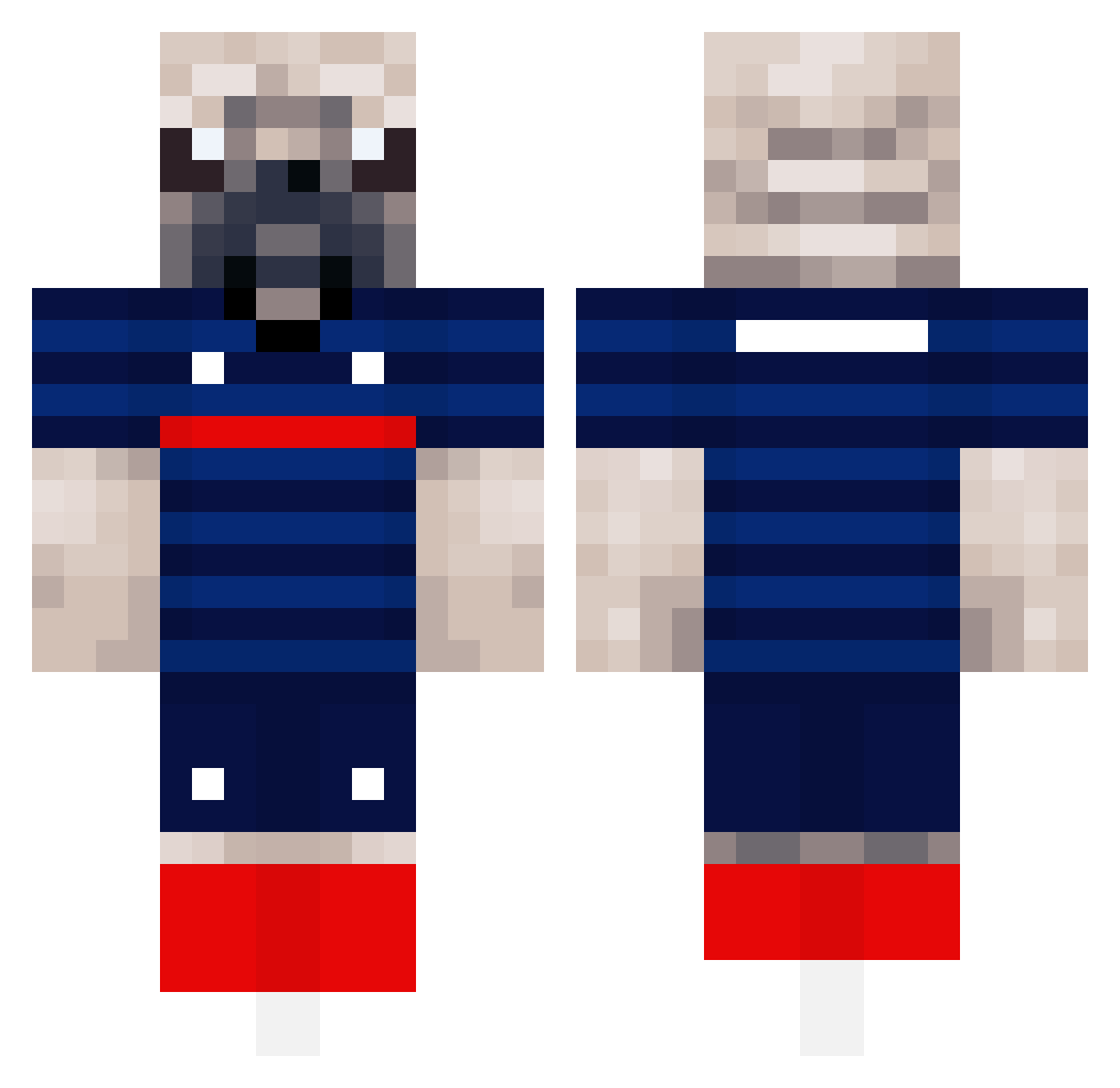 Infran Minecraft skin, front and back view