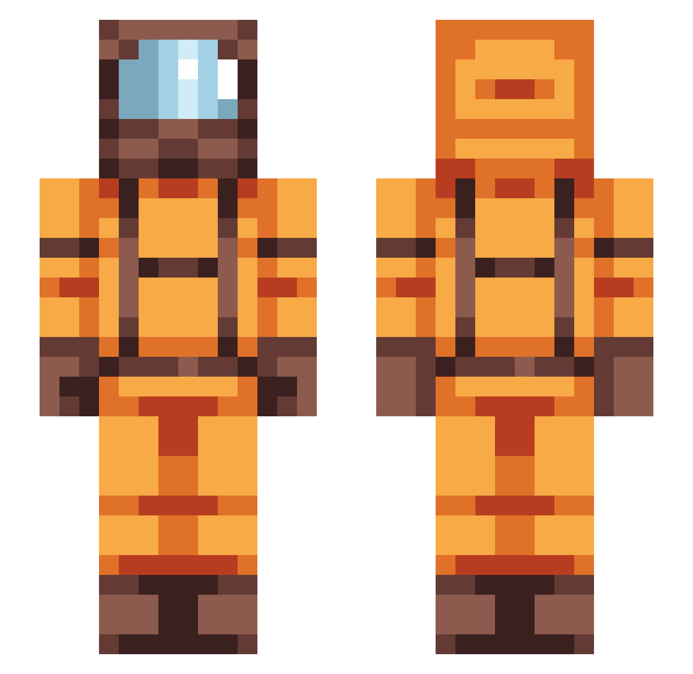 YBYBXYZ Minecraft skin, front and back view