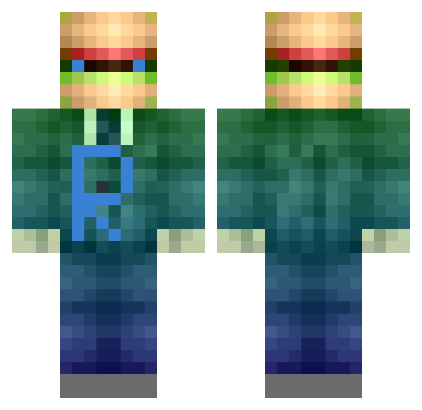 raonomg Minecraft skin, front and back view
