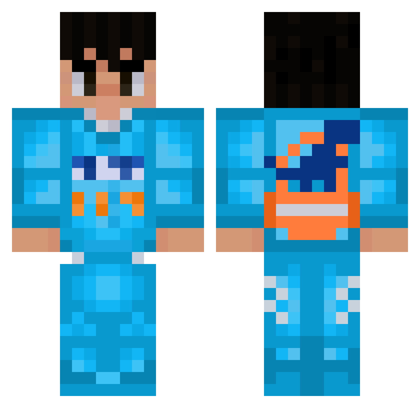 MKMango Minecraft skin, front and back view