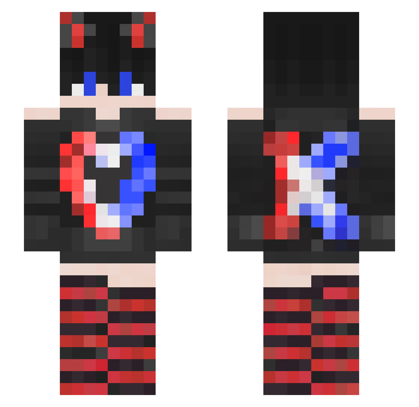 Wuergereflex Minecraft skin, front and back view