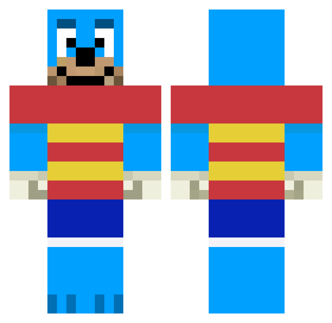 Aaron320 Minecraft skin, front and back view