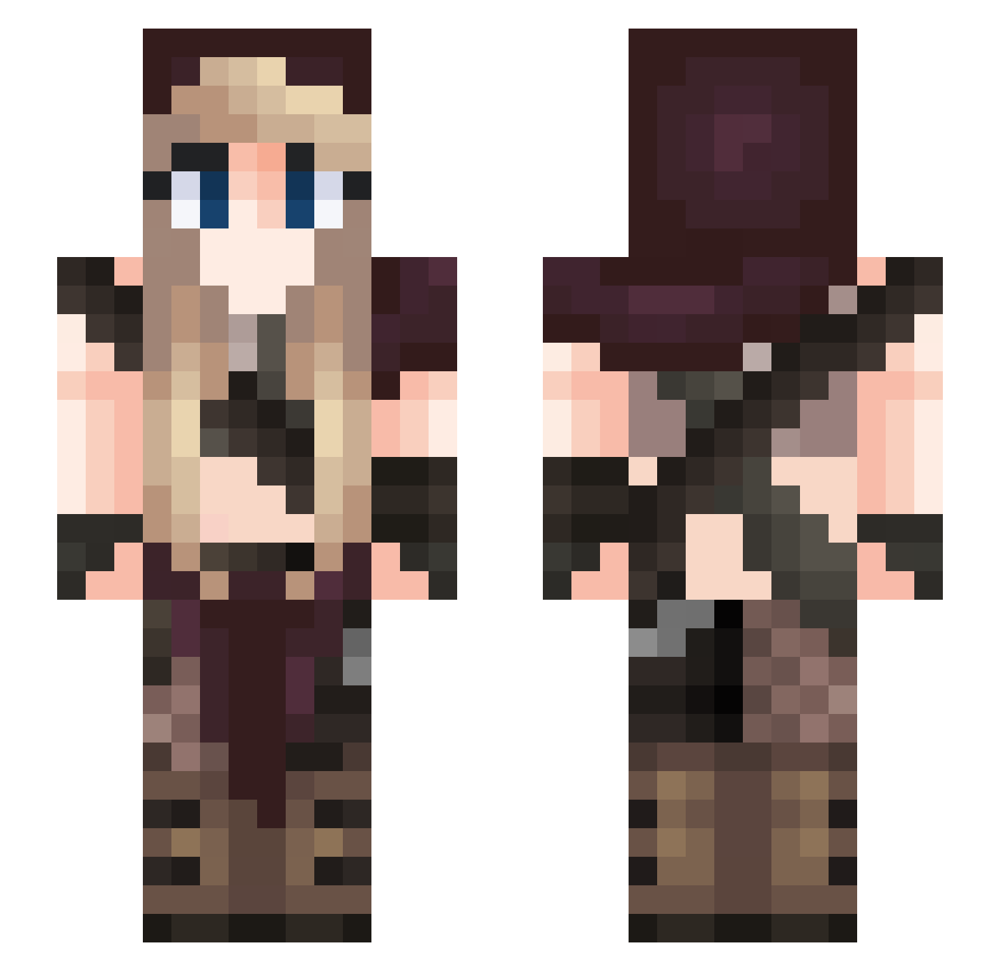 Morlie Minecraft skin, front and back view