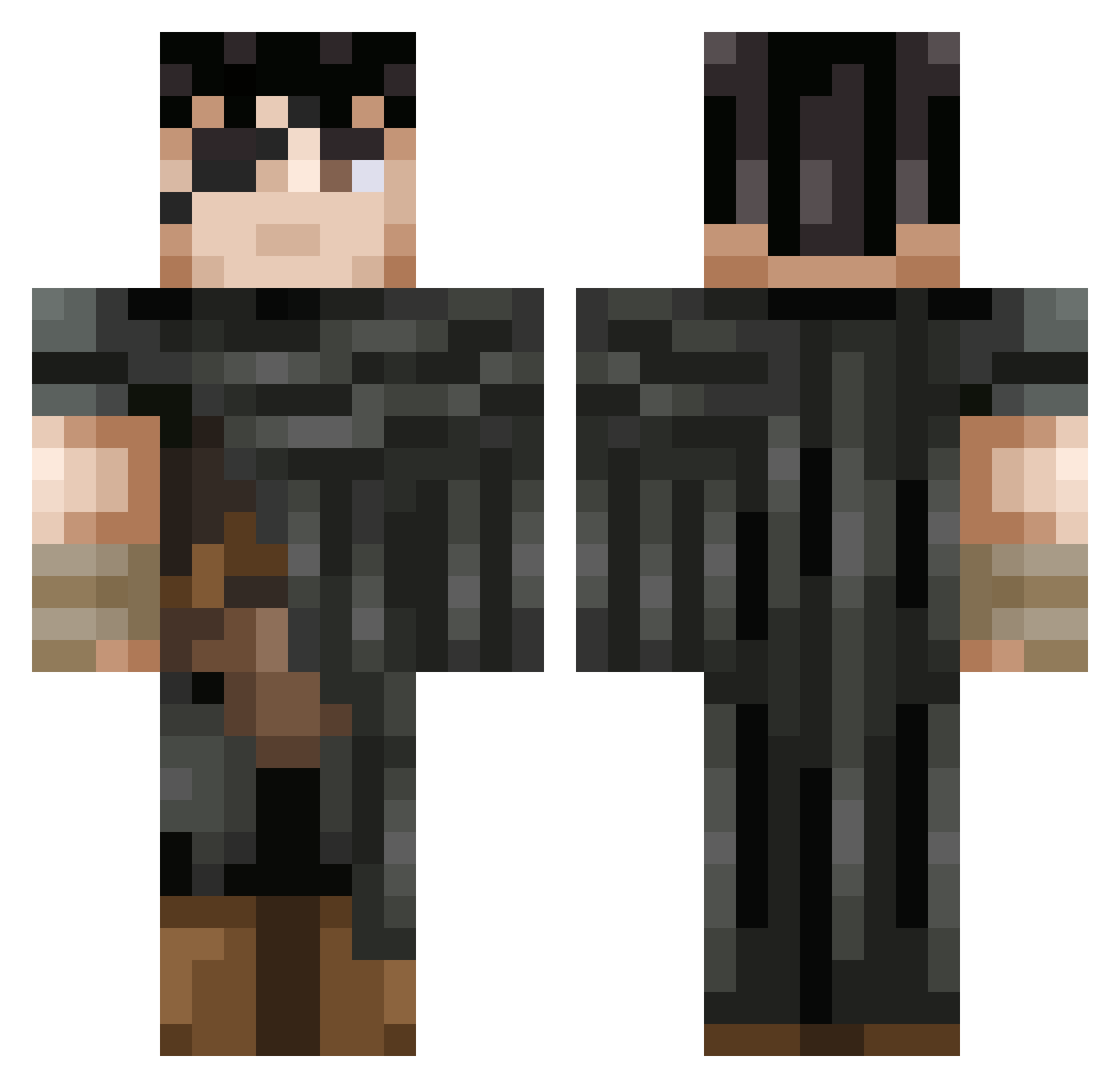 BR0WN1E Minecraft skin, front and back view