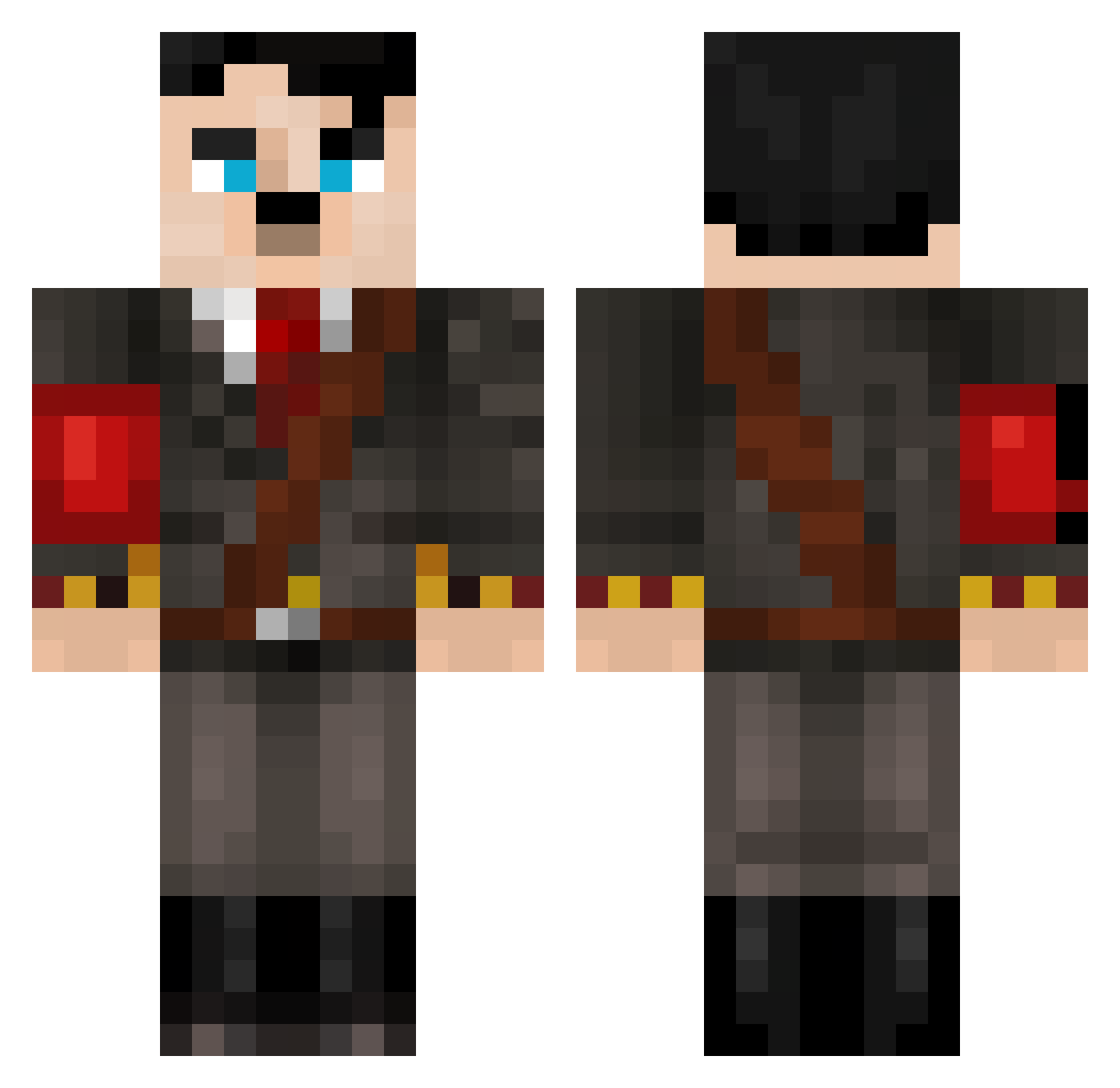 Alphayeayeayea Minecraft skin, front and back view
