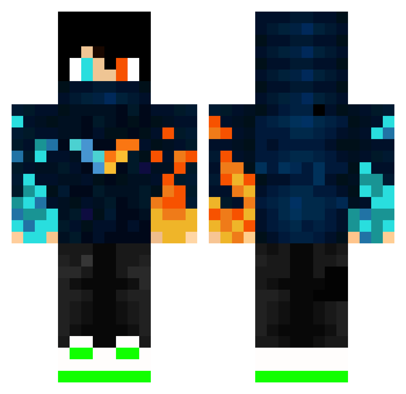 ufosky Minecraft skin, front and back view