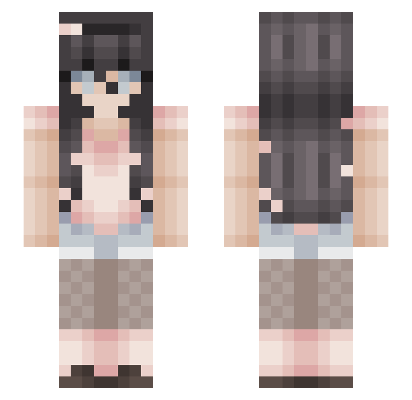 LenaLicorneRose Minecraft skin, front and back view