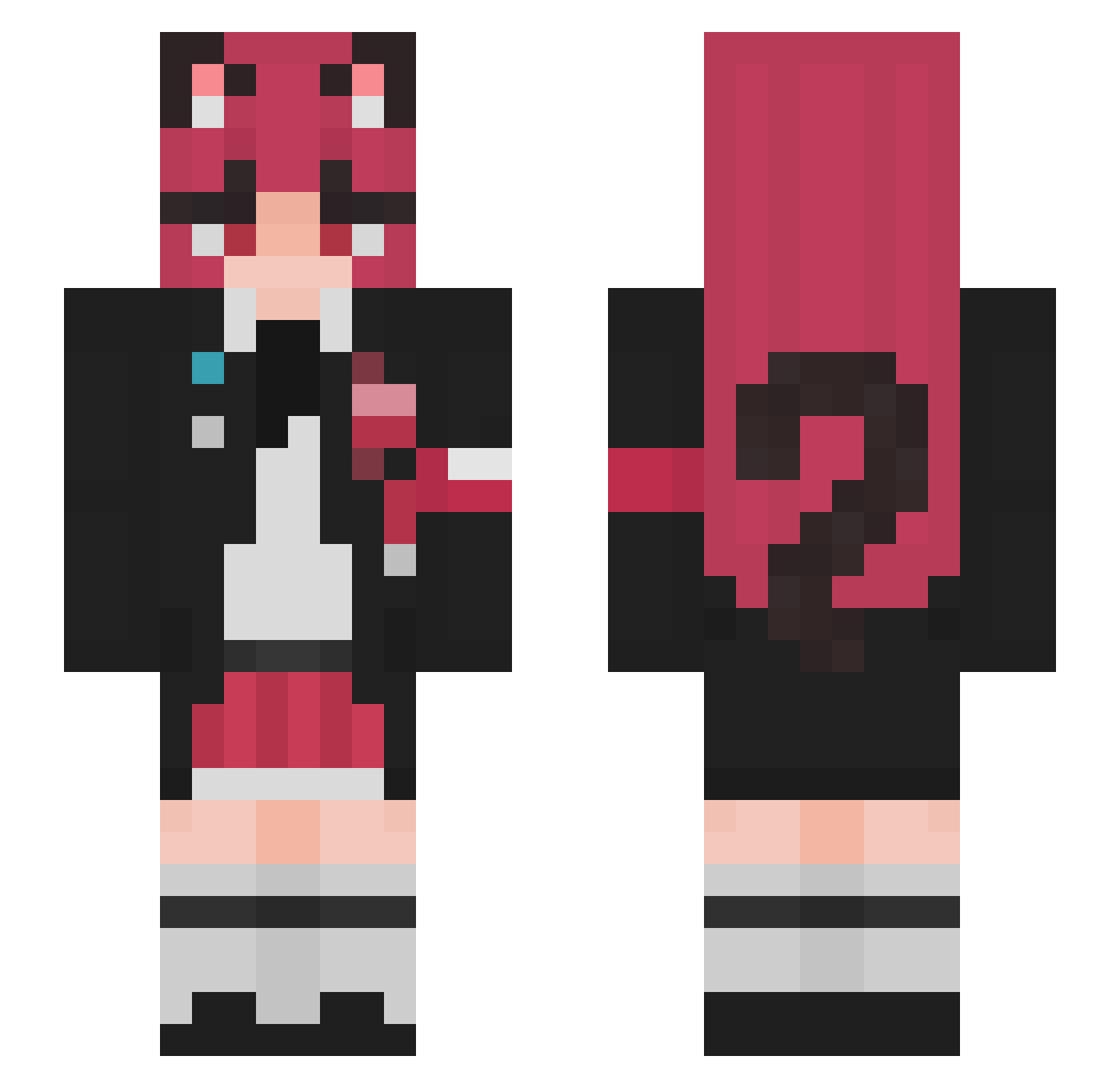 glasscage Minecraft skin, front and back view