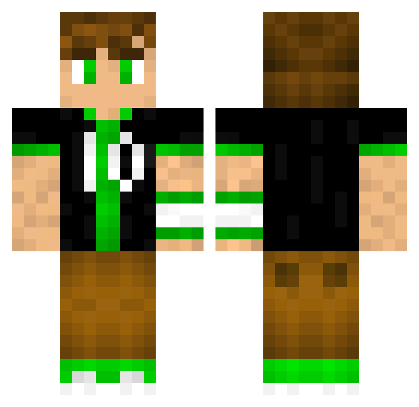 yeganexyz Minecraft skin, front and back view