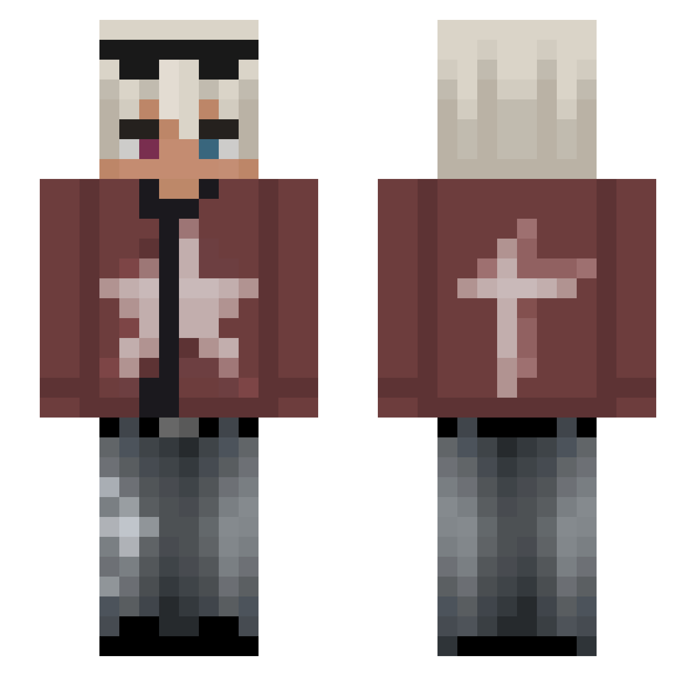 Flufty_Ayato Minecraft skin, front and back view