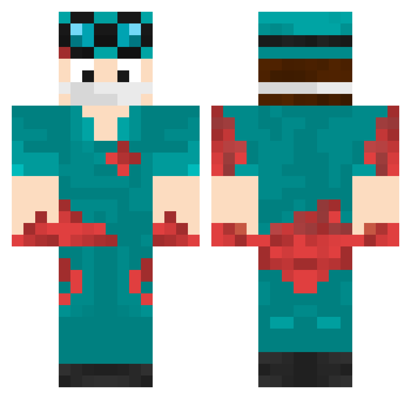 Leucotomy Minecraft skin, front and back view