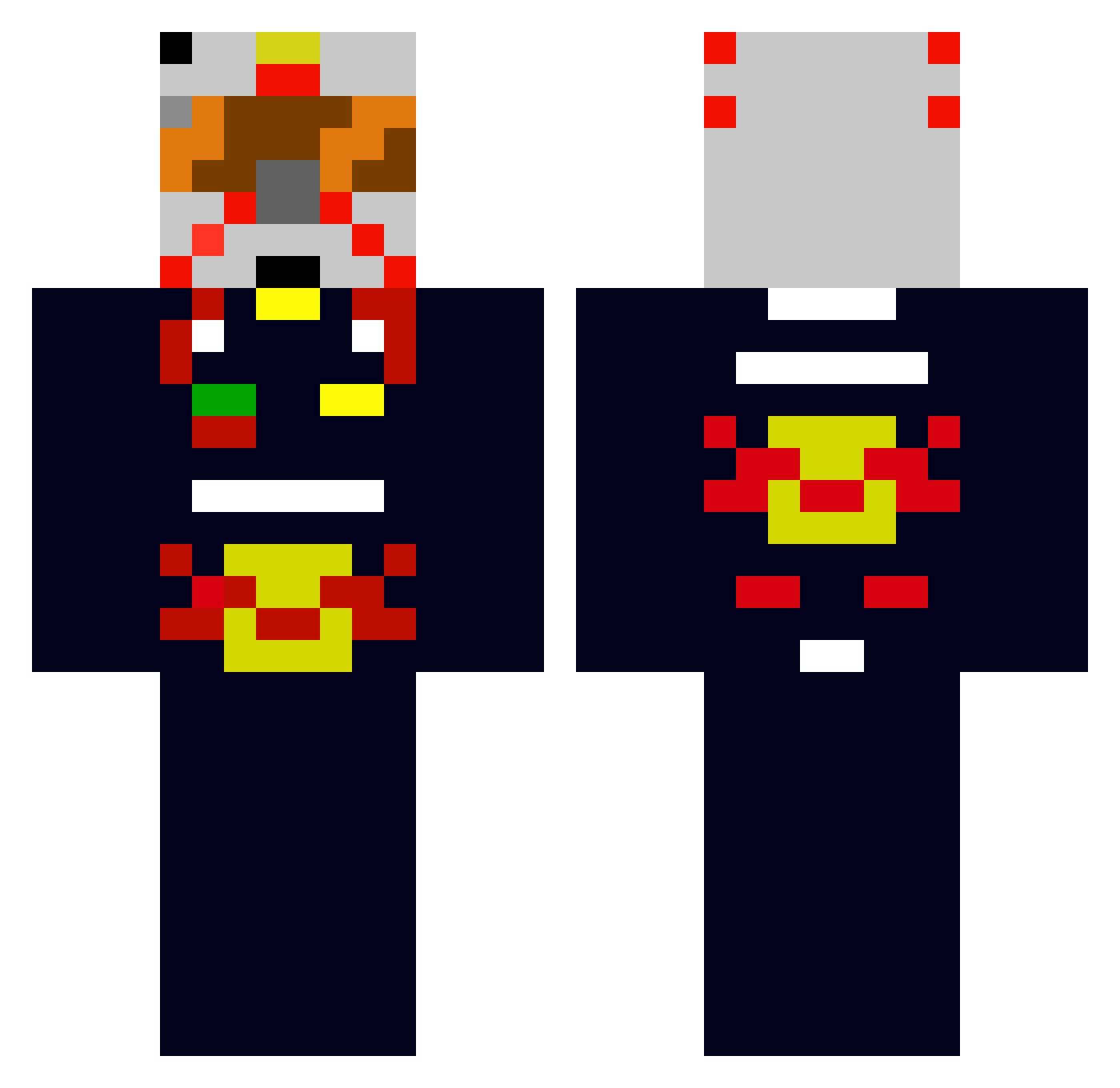 Obliteratorrr Minecraft skin, front and back view