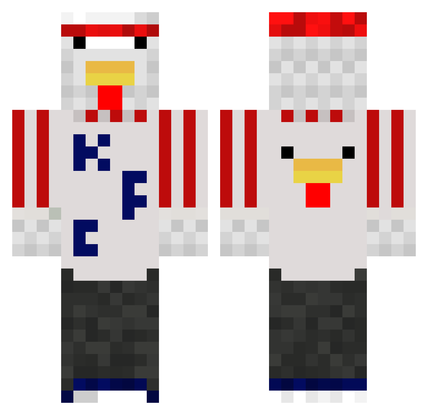 Lewinss Minecraft skin, front and back view
